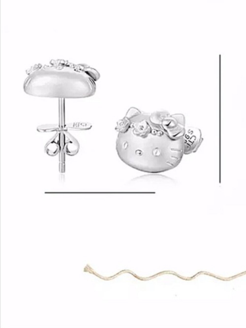 Hello Kitty Sterling Silver Diamond Stud Earrings